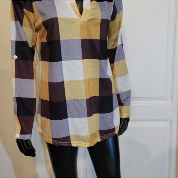 BRAND NEW PLAIT LONG SLEEVES V-NECK T-SHIRTS - Picture 8 of 16